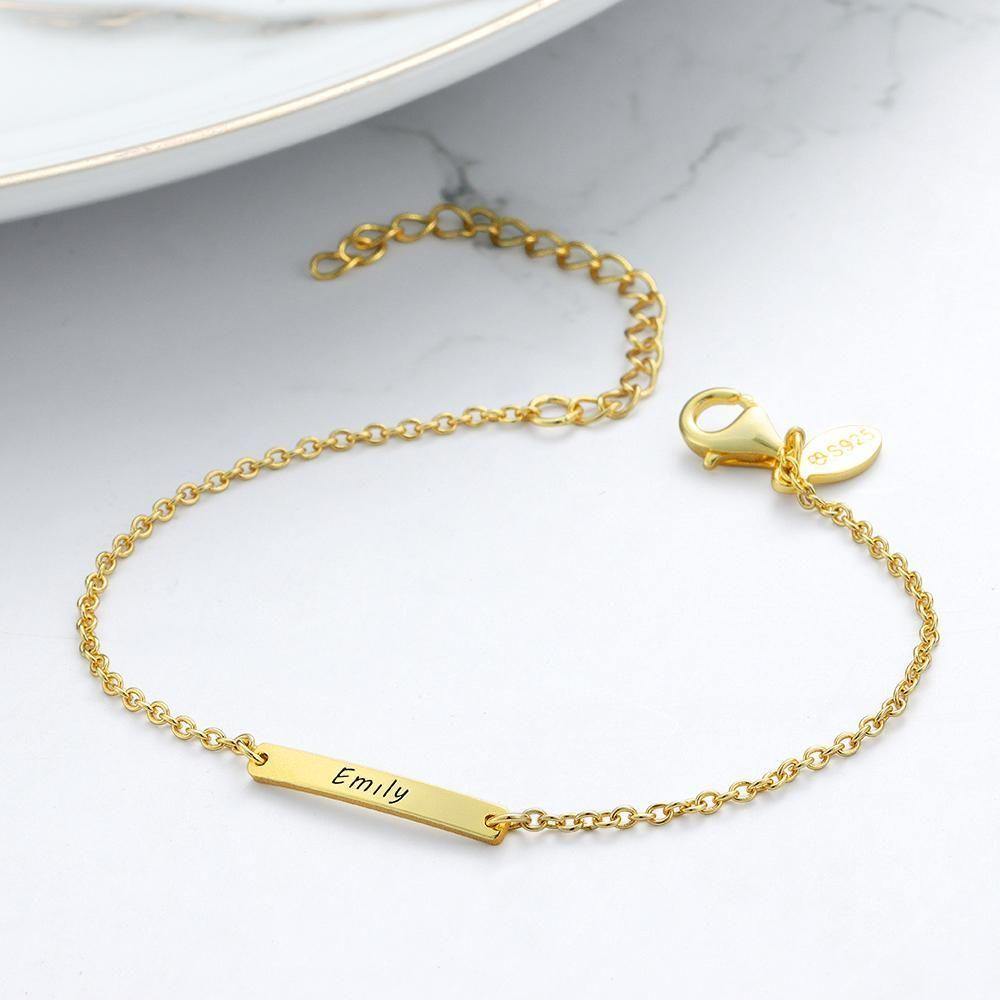 Engraved Bracelet Name Bracelet Memorial Gifts for Kids 14k Gold Plated