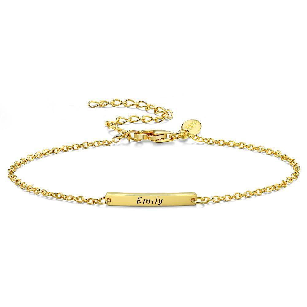 Engraved Bracelet Name Bracelet Memorial Gifts for Kids 14k Gold Plated