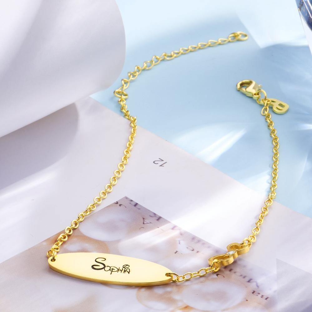 Engraved Bracelet Personalized Bracelet Name Jewelry, Name Bracelet 14k Gold Plated