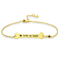 Custom Bracelet Gifts Bone Bar Bracelet with Broken Heart Memorial Gifts 14k Gold Plated