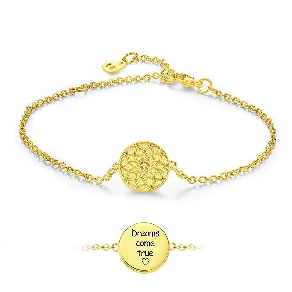 Name Bracelet Dream Catcher Bracelet Wishing Dream Good Luck Bracelet 14k Gold Plated