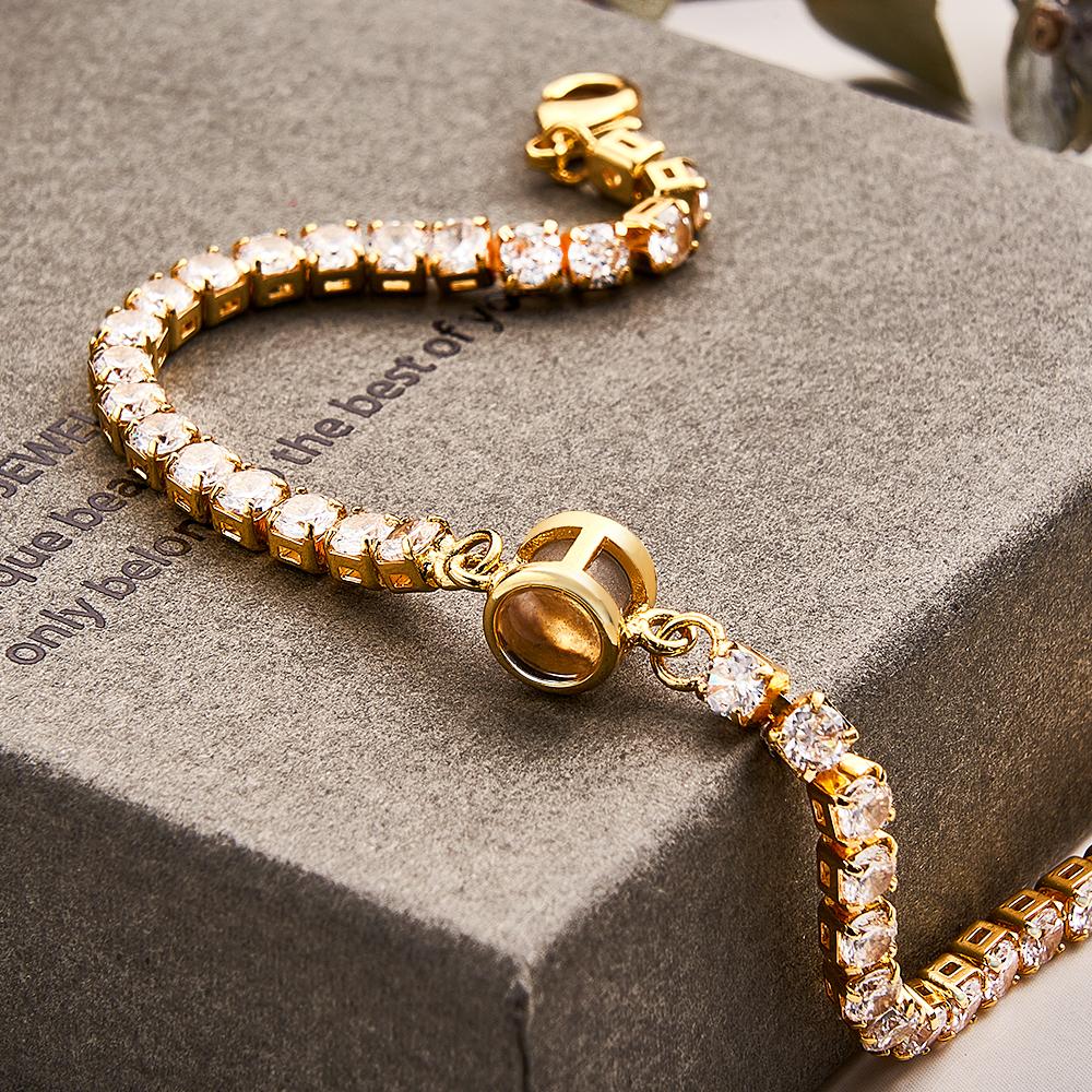 Custom Photo Projection Tennis Bracelet Personalized Trendy Circle Photo Bracelet Gifts For Him