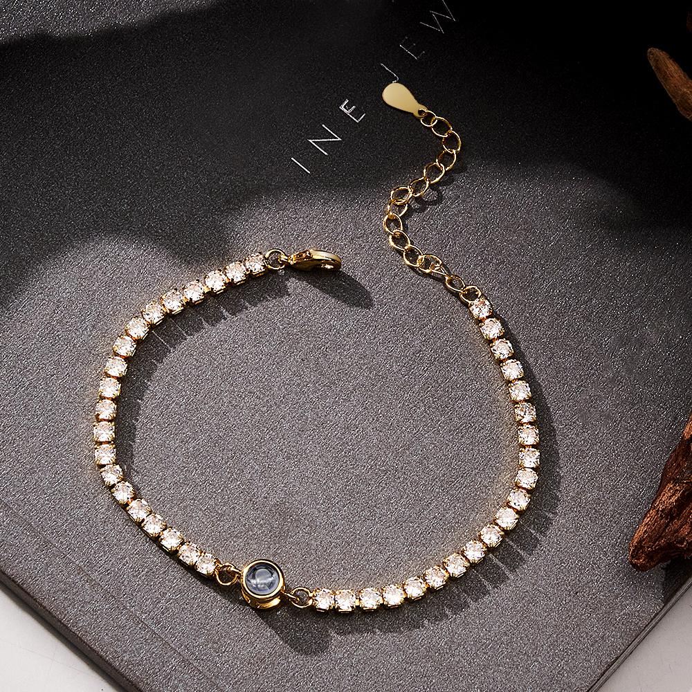Custom Photo Projection Tennis Bracelet Personalized Trendy Circle Photo Bracelet Gifts For Him