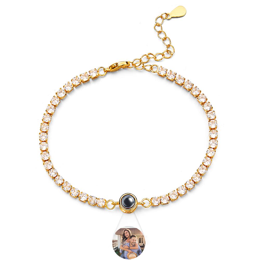 Custom Photo Projection Tennis Bracelet Personalized Trendy Circle Photo Bracelet Gifts For Him