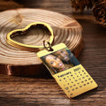 Custom Photo Keychain Calendar Keychain Golden Color Christmas Gifts for Him