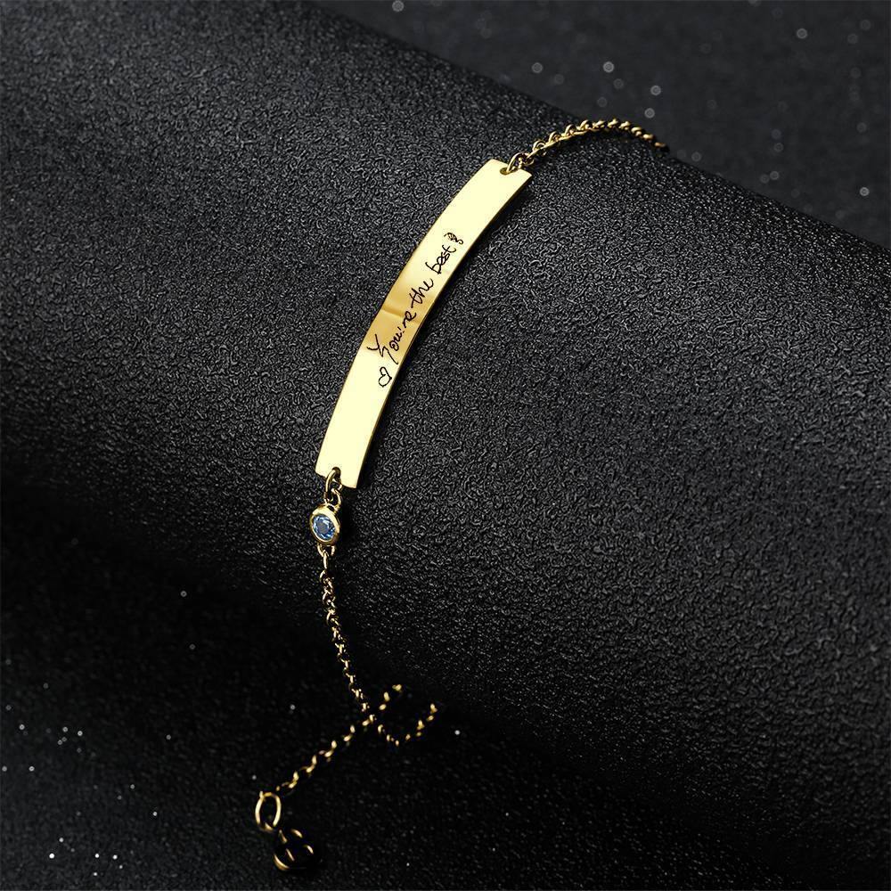 Personalized Photo Bracelet, Handwriting Bracelet 14K Plated Gold - Golden