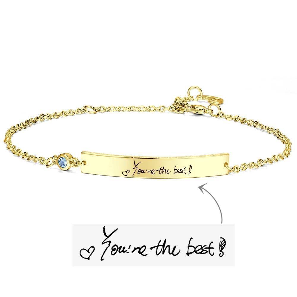 Personalized Photo Bracelet, Handwriting Bracelet 14K Plated Gold - Golden