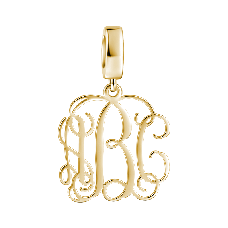Monogram Pendant Charm 14k Gold Plated Silver