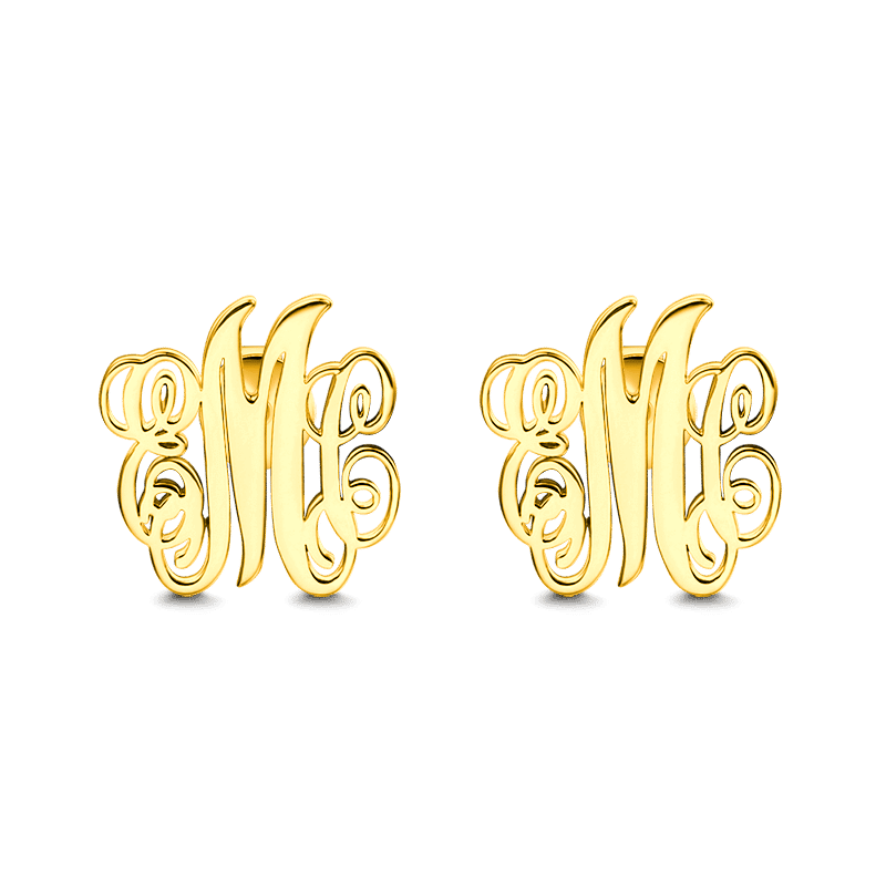 Monogram Earrings Gold Plated Silver