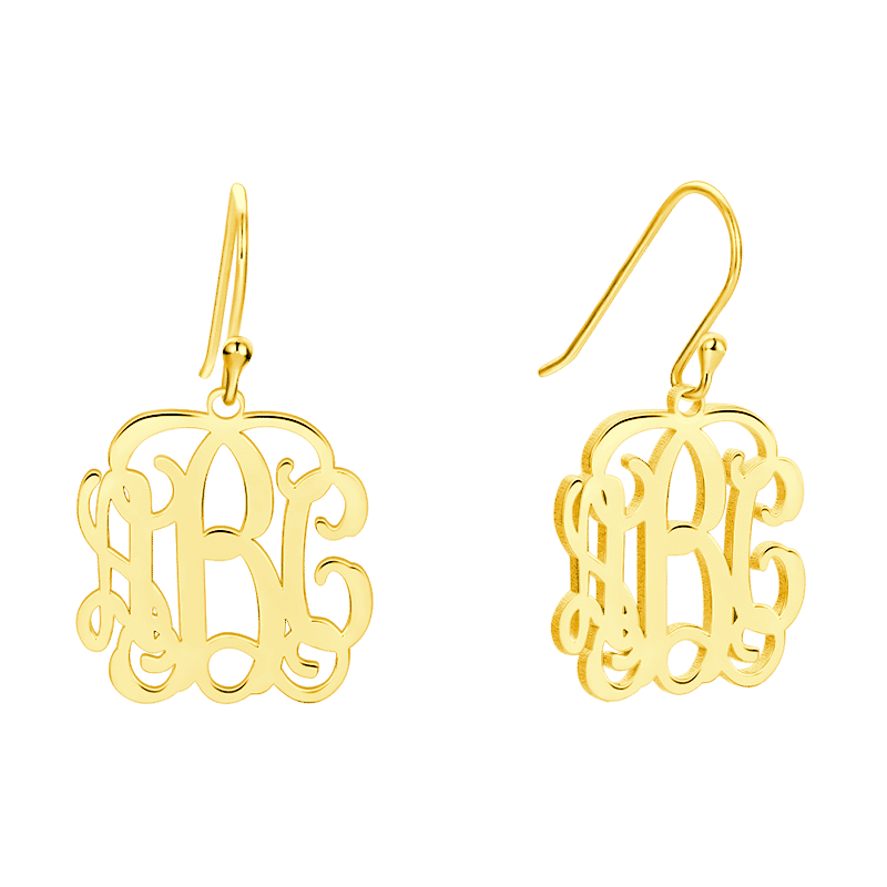 Monogram Earrings Gold Plated Silver