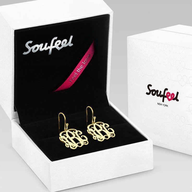 Monogram Earrings Gold Plated Silver