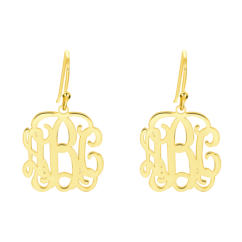 Monogram Earrings Gold Plated Silver