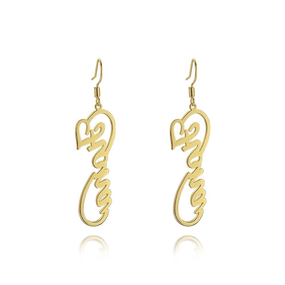 Name Earrings, Drop Earrings 14K Gold Plated Silver - Gift