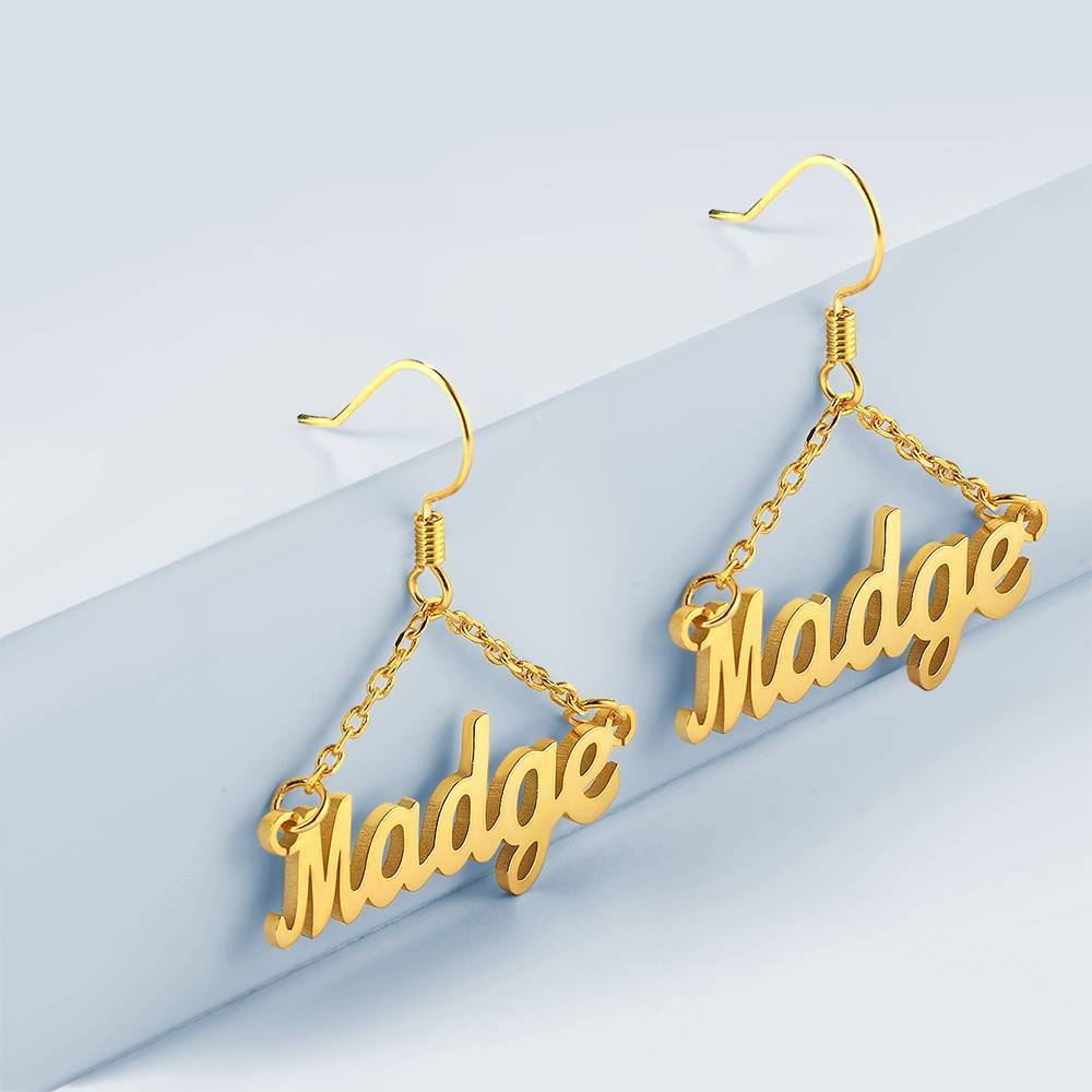 Custom Name Earrings Unique Gift 14K Gold Plated