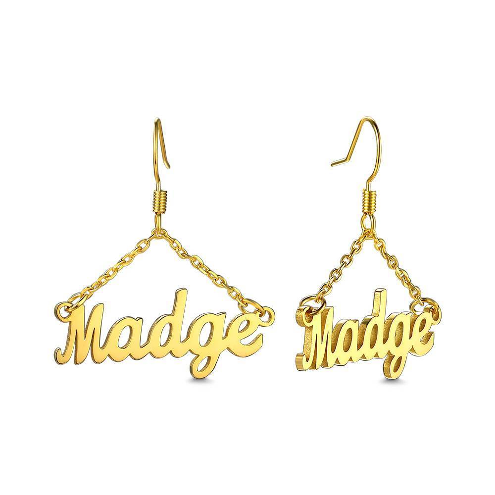 Custom Name Earrings Unique Gift 14K Gold Plated