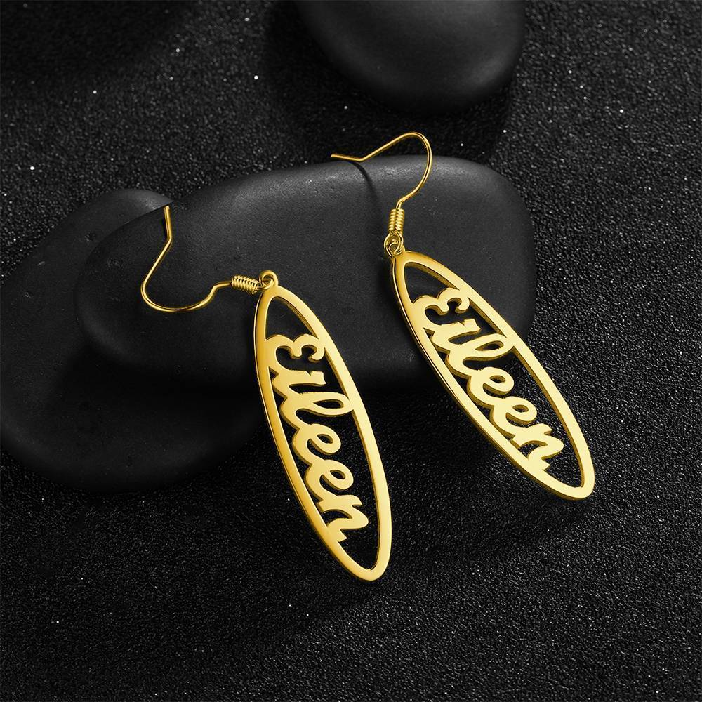 Name Earrings, Drop Earrings Simple Style 14K Gold Plated