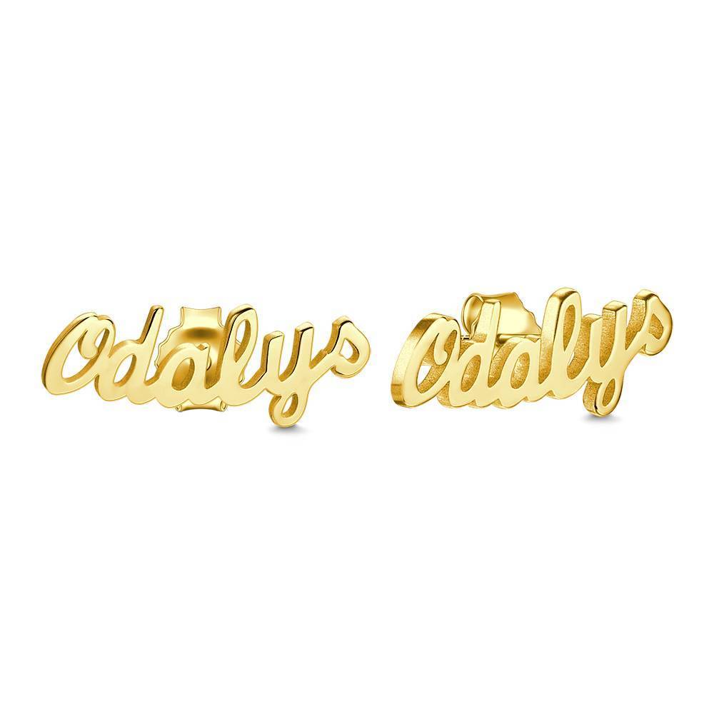 Custom Name Earrings, Name Studs Platinum Plated