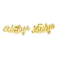 Custom Name Earrings, Name Studs 14K Gold Plated - Silver