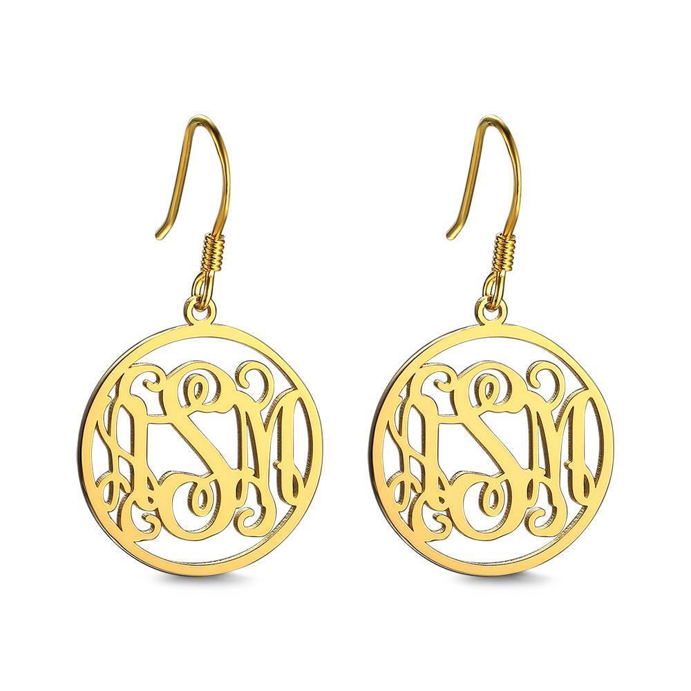 Monogram Earrings, Drop Earrings Elegant Jewellery 14K Gold Plated