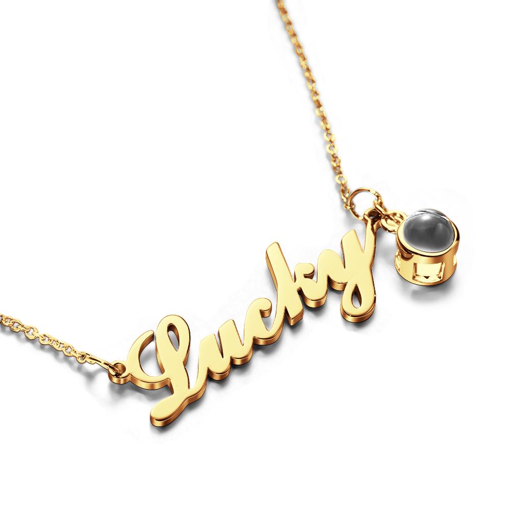 Custom Signature Lucky Name And Picture Projection Necklace Great Gift