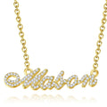 Custom Crystal Name Necklace, Keepsake Jewelry Silver 14K Gold Plated - Golden