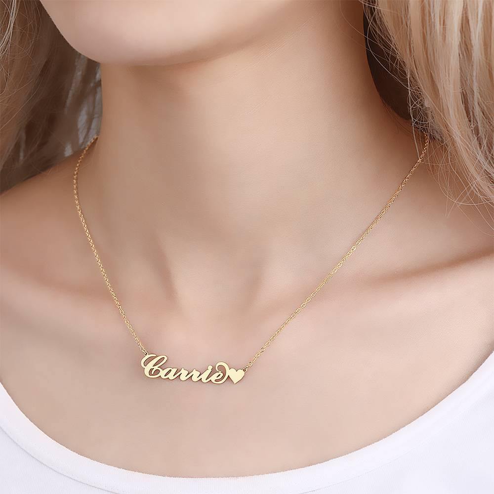 Carrie Style Name Necklace with Little Heart Girlfriend's Gifts