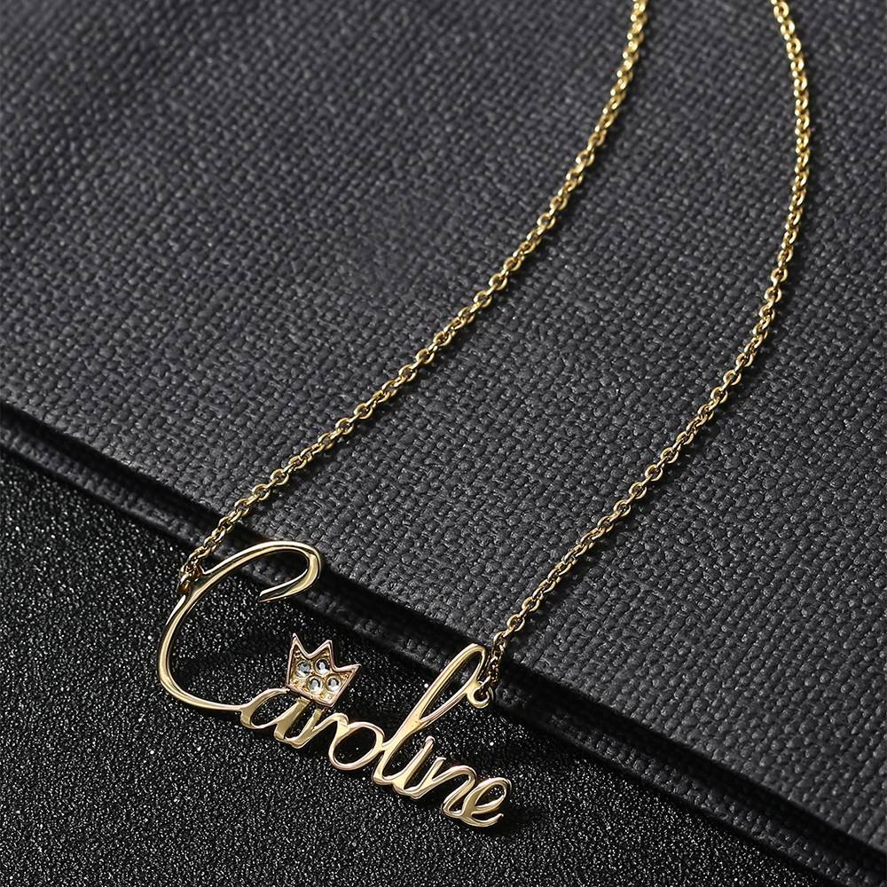 Personalized Soufeel Crystal Name Necklace with Crown 14k Gold Plated Silver