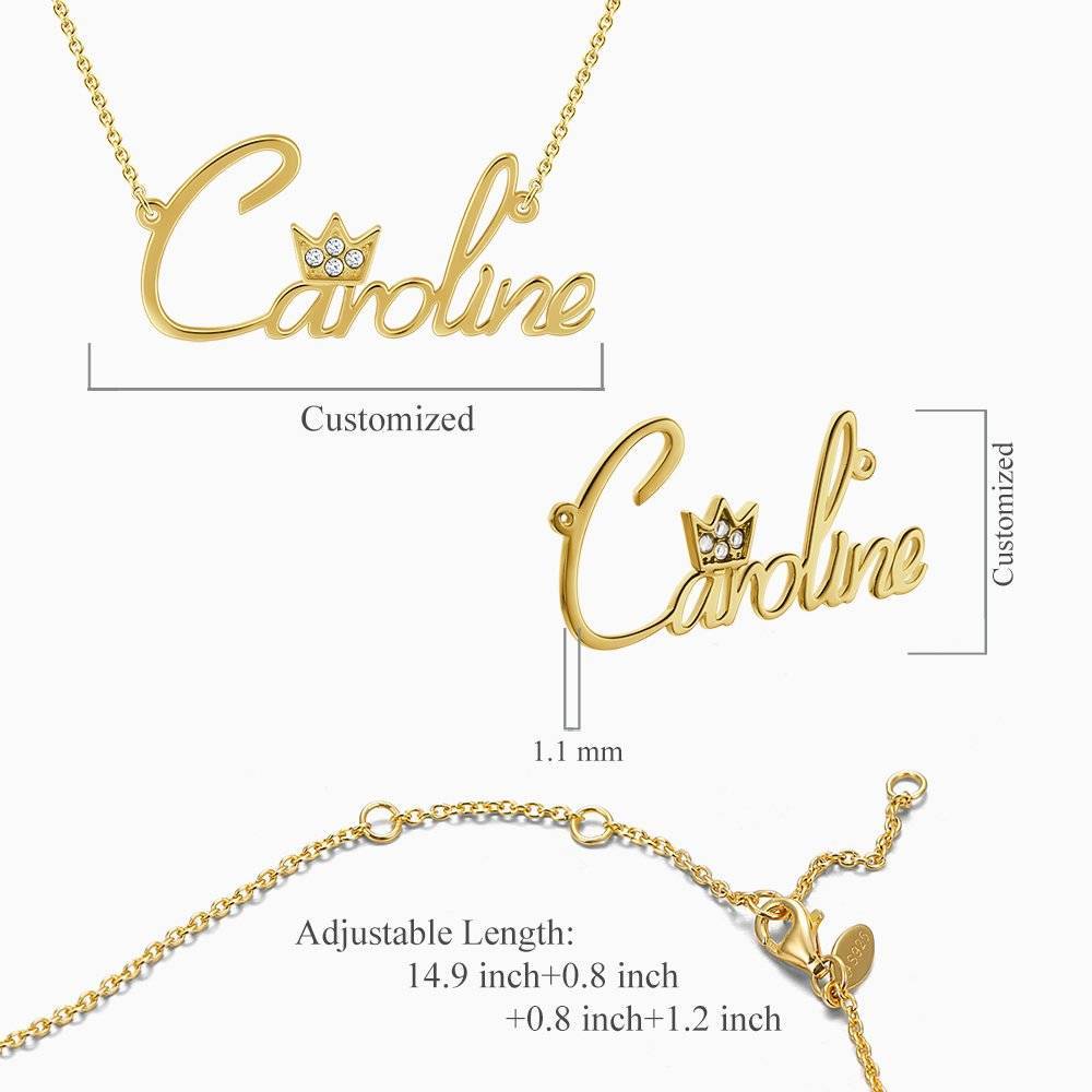 Personalized Soufeel Crystal Name Necklace with Crown 14k Gold Plated Silver