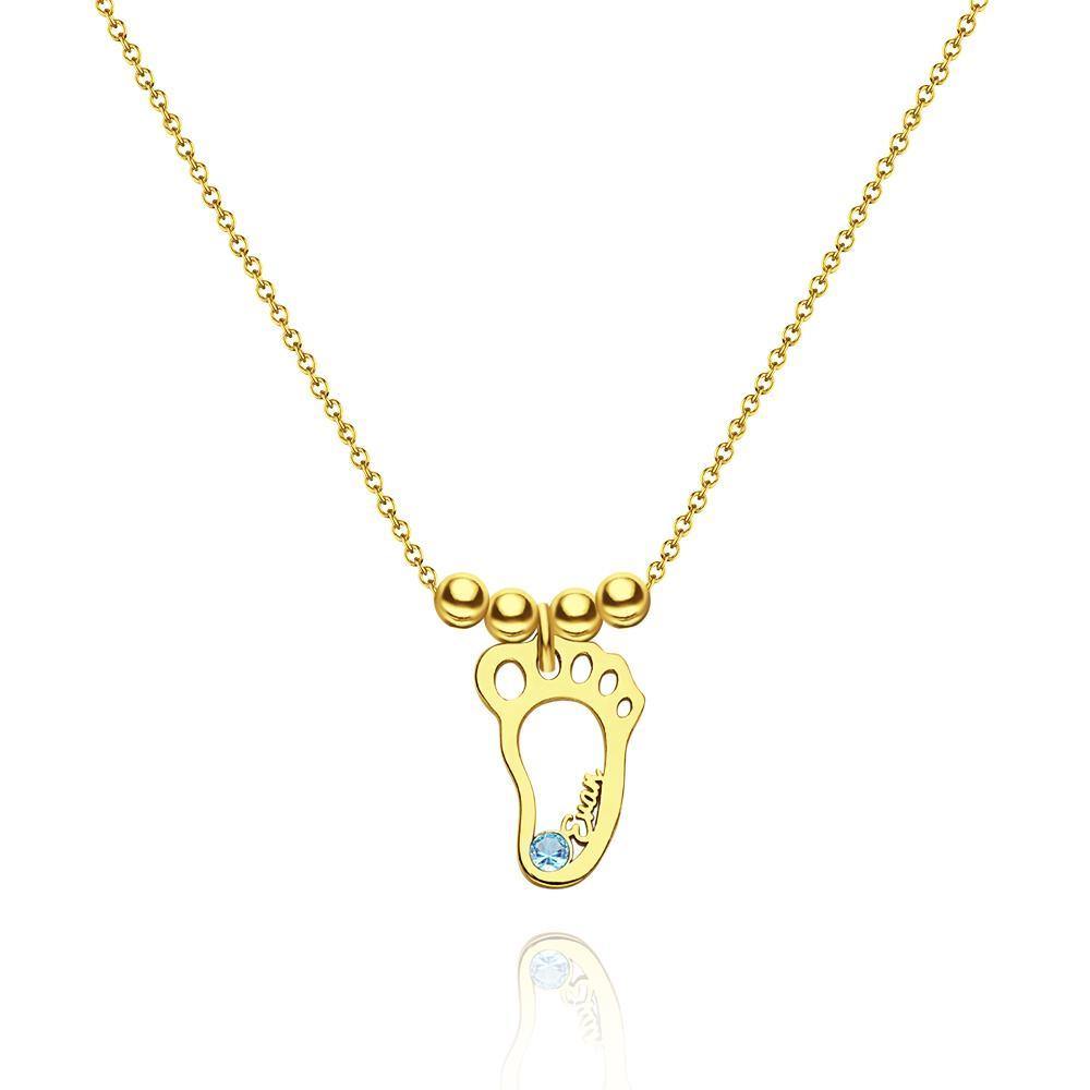 Custom Birthstone Necklace with Names Mother's Necklace 14k Gold Plated Silver (1-6 Feet)