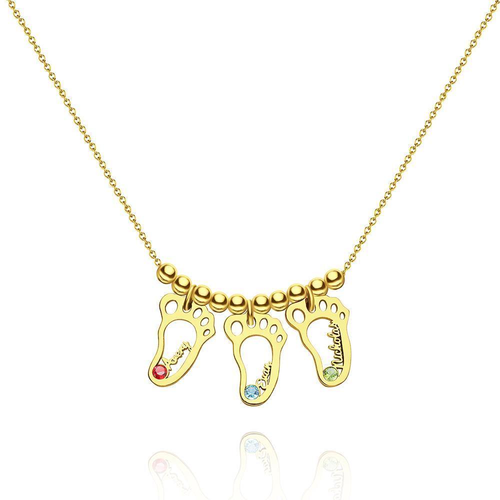 Name Necklace with Custom Birthstone Memorial Gifts 14k Gold Plated Silver (1-6 Feet)