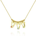 Name Necklace with Custom Birthstone Memorial Gifts 14k Gold Plated Silver (1-6 Feet)