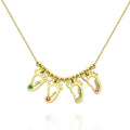 Name Necklace with Custom Birthstone Gifts for Her/Mom  14k Gold Plated Silver (1-6 Feet)