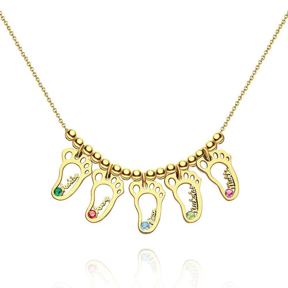 Custom Birthstone Necklace with Names Unique Design Elegant Necklace 14k Gold Plated Silver (1-6 Feet)