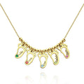 Custom Birthstone Necklace with Names Unique Design Elegant Necklace 14k Gold Plated Silver (1-6 Feet)