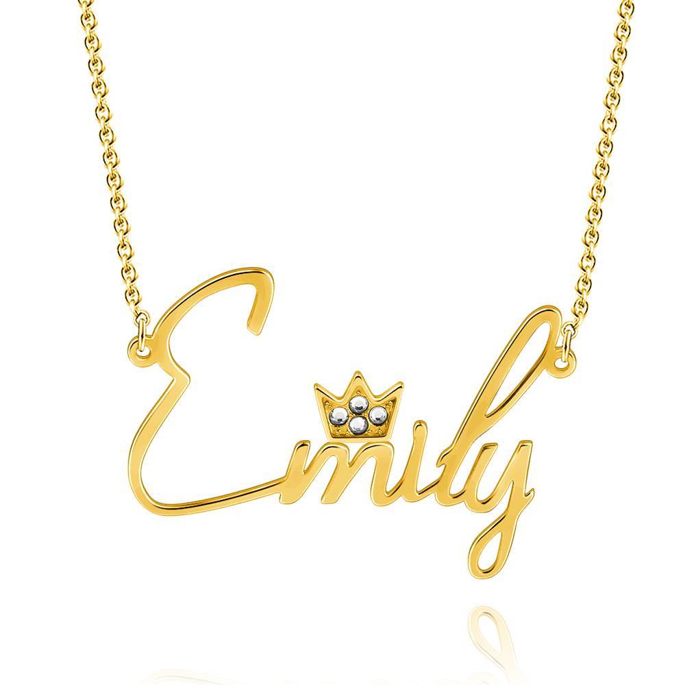 Personalized Soufeel Crystal Name Necklace with Crown 14k Gold Plated Silver