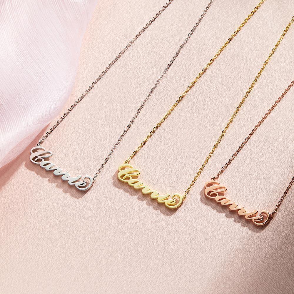 Carrie Style Name Necklace Black Gold Plated Silver