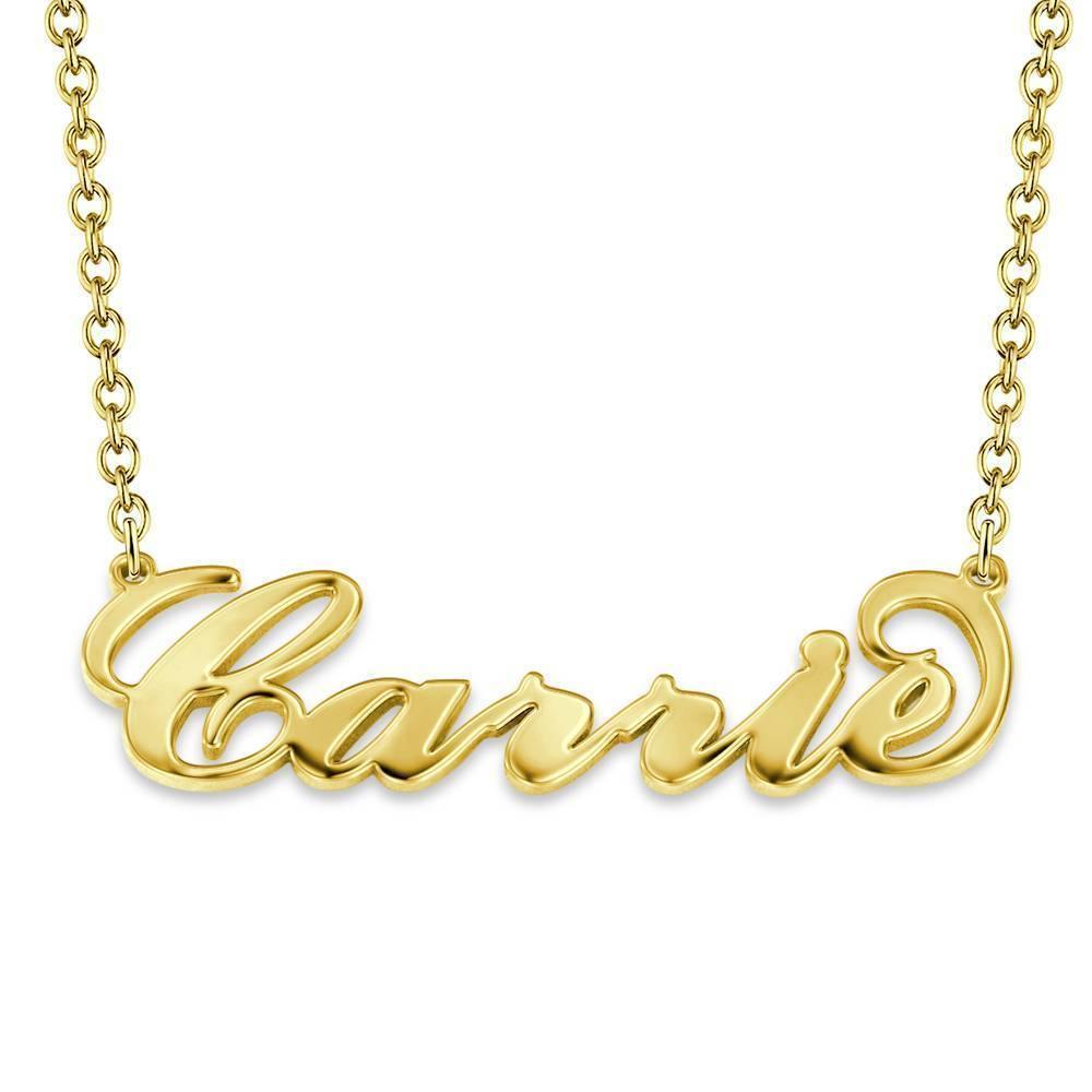 Carrie Style Name Necklace Black Gold Plated Silver