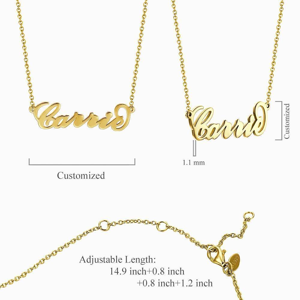 Carrie Style Name Necklace Black Gold Plated Silver