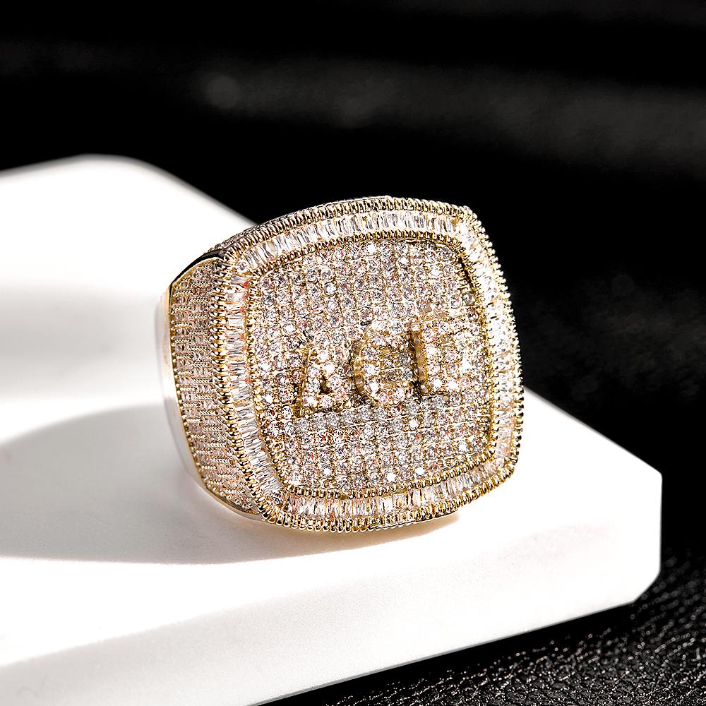 Custom Name Hip Hop Ring Personalized Trendy Inlaid Zircon Ring Gifts For Him