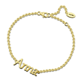 Personalized Name Bracelet 14k Gold Plated Silver - Length Adjustable