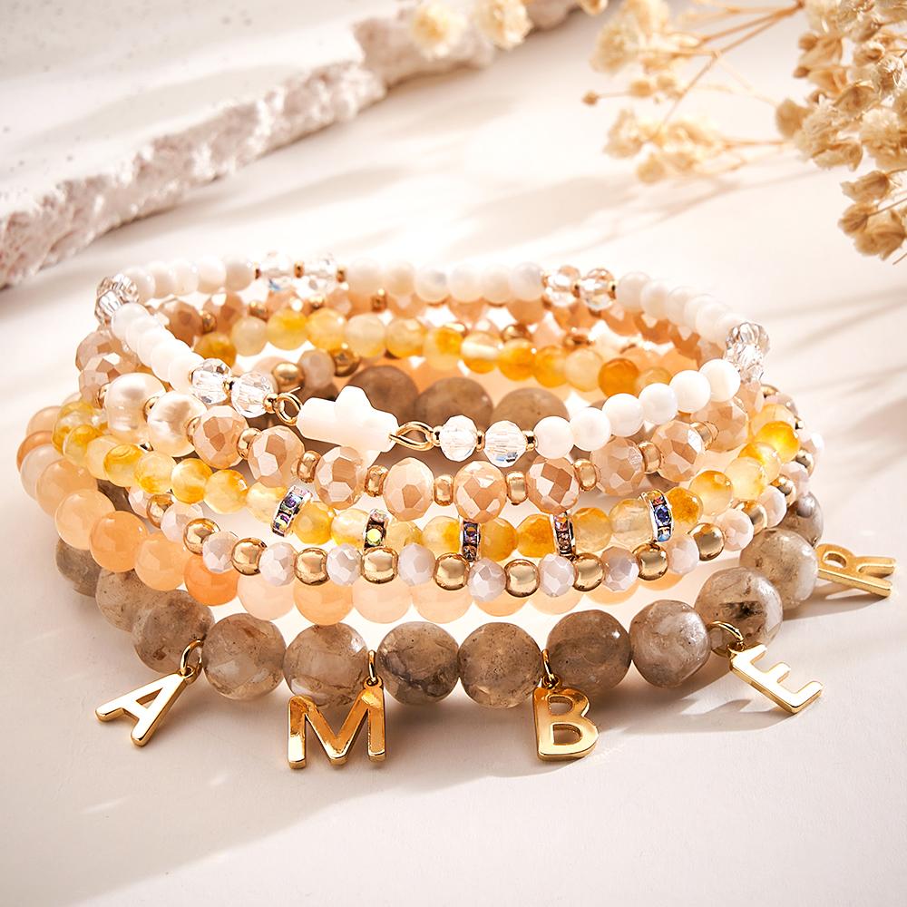 Custom Name Bracelet Letter Pendant Bohemia Style Beach Gift for Her