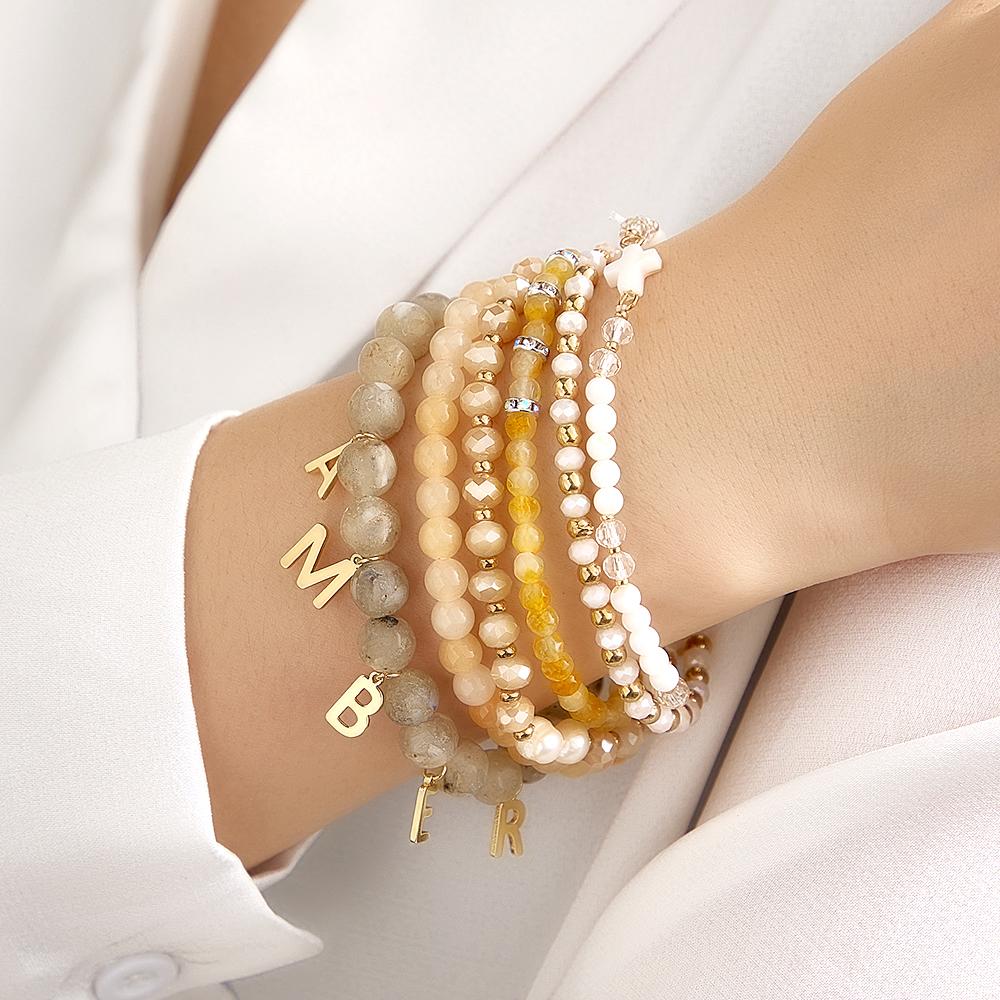 Custom Name Bracelet Letter Pendant Bohemia Style Beach Gift for Her