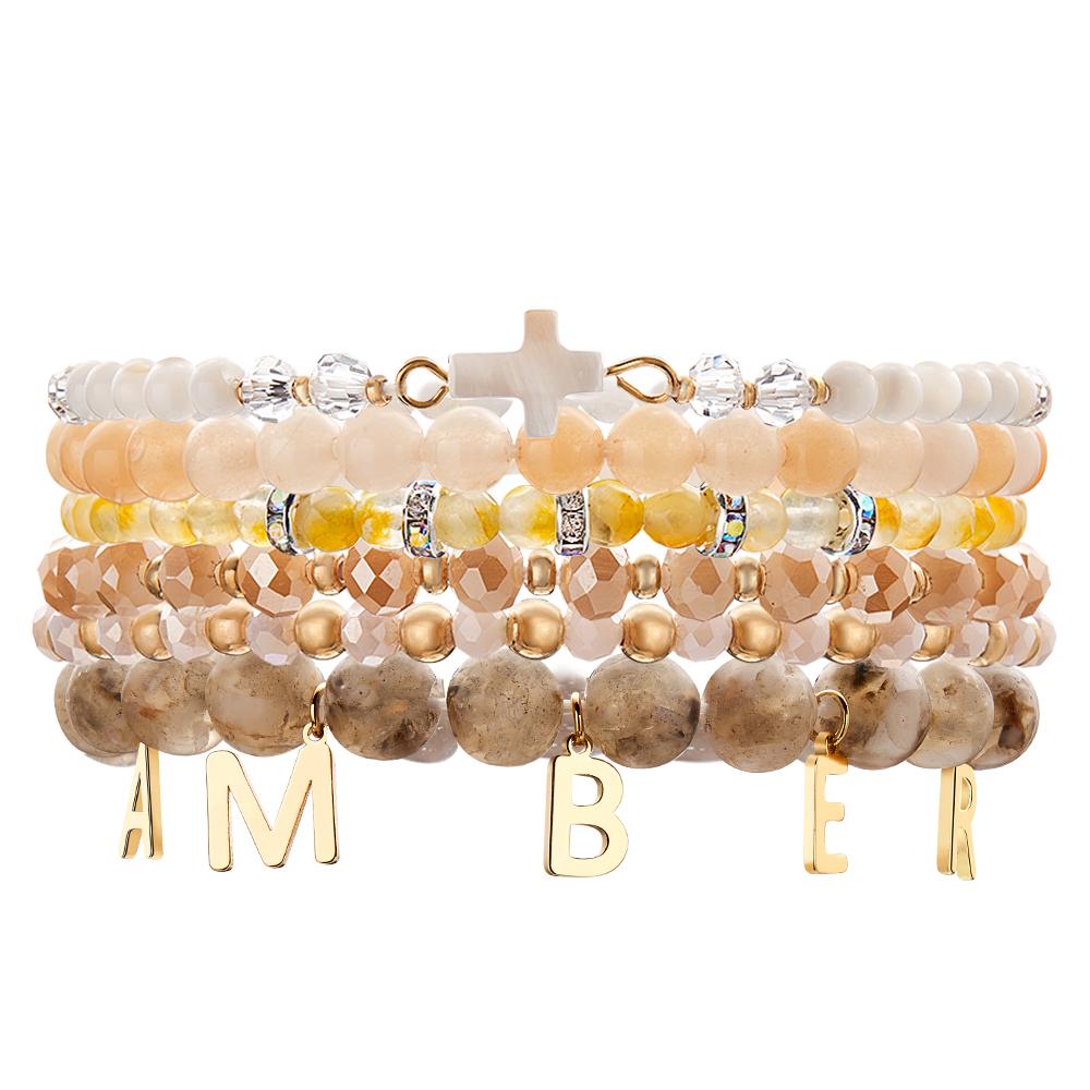 Custom Name Bracelet Letter Pendant Bohemia Style Beach Gift for Her