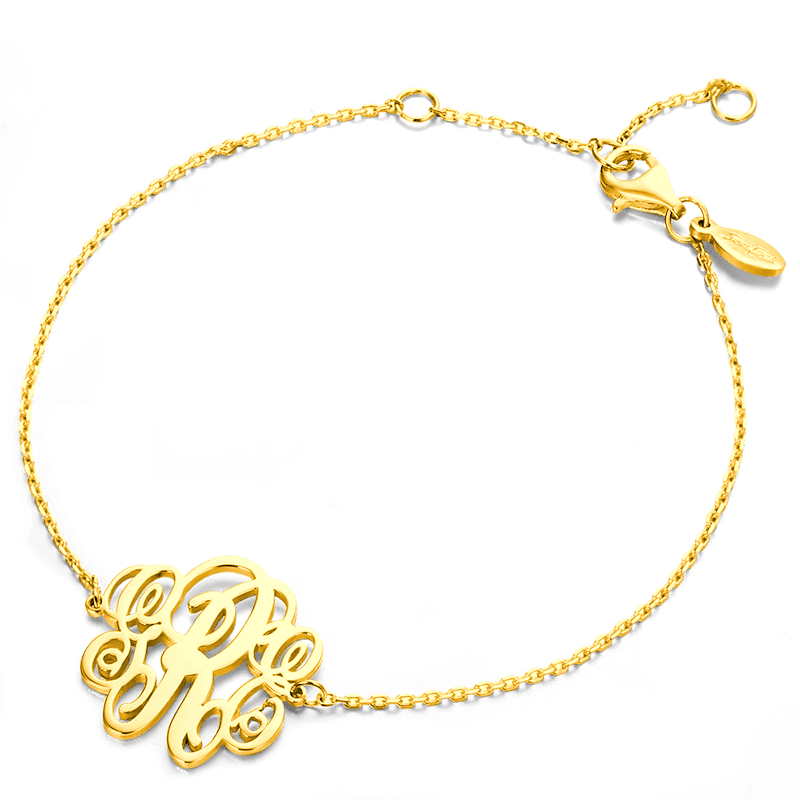 Monogram Bracelet Gold Plated Silver - Length Adjustable