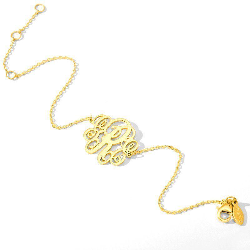 Monogram Bracelet Gold Plated Silver - Length Adjustable