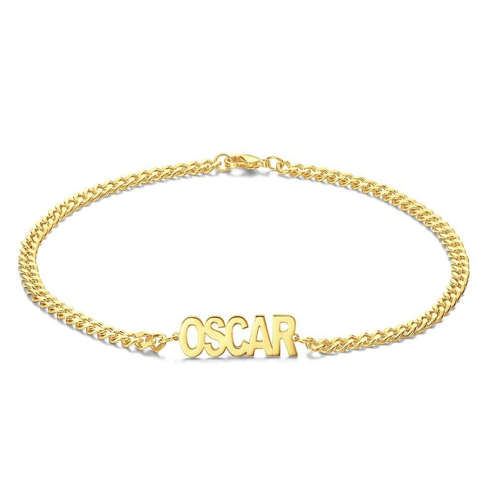 Men's Bracelet Dainty Name Bracelet Hypoallergenic Gift for Husband - Gold Plated