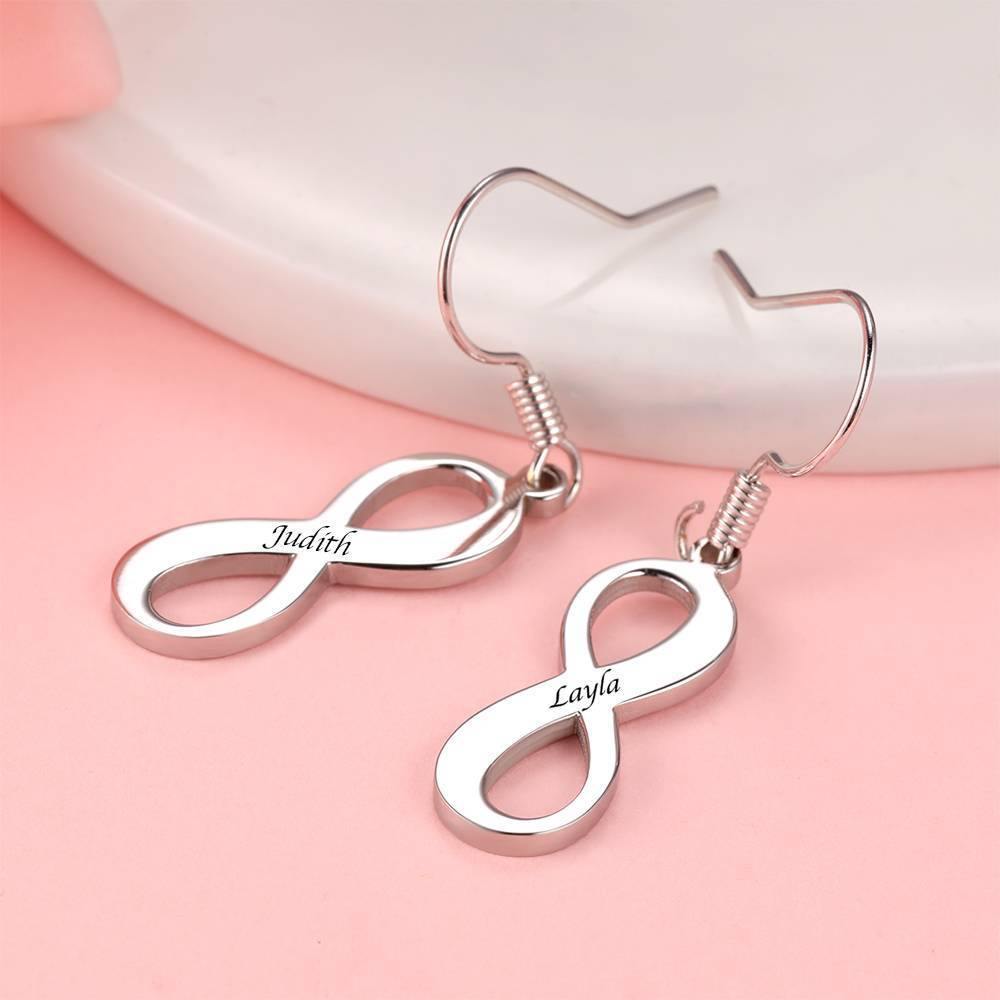 Custom Engraved Earrings with Infinity Earrings Platinum Plated