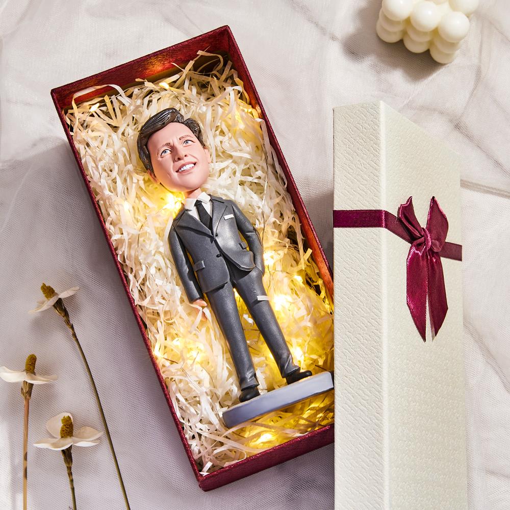 Black Suit And White Shirt Business Women Custom Bobblehead With Engraved Text