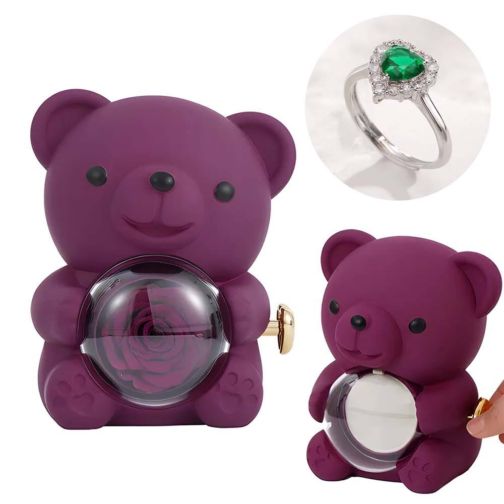 Personalized Eternal Rose Bear Jewelry Sets Engraved Necklace and Bracelet with Picture Best Gift for Her