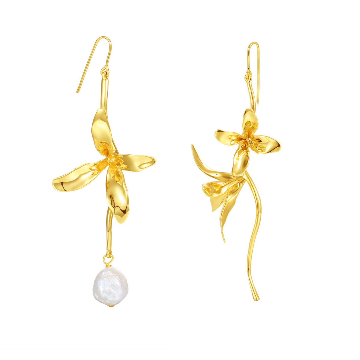 Orchids Collection Asymmetric Flower Earrings